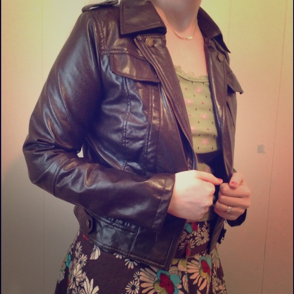 SOLD Brown Leather Zip Jacket