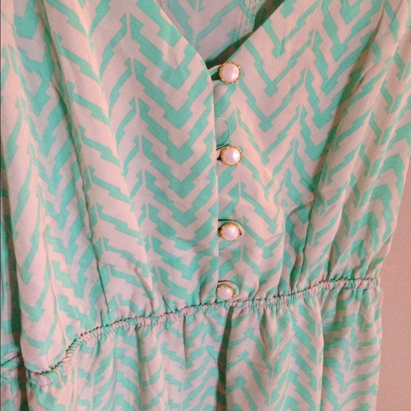 💢SOLD💢Mint Chevron Sleeveless Dress - Picture 2 of 2