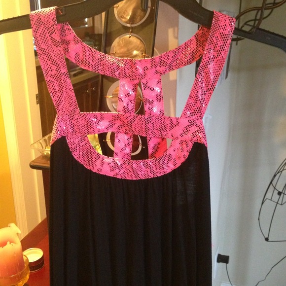 Shiny hot pink snake skin maxi