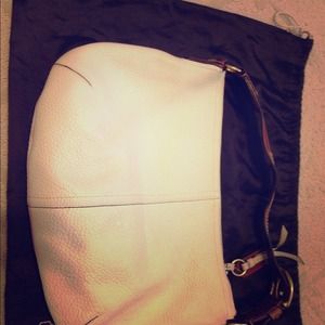 Authentic Coach white pebbled leather soho hobo