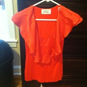 Vava by joy Han. Red sleeveless top with ruffle