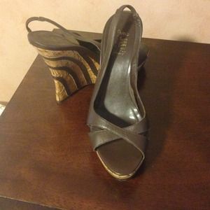 Jlo leather brown wedges! SOLD