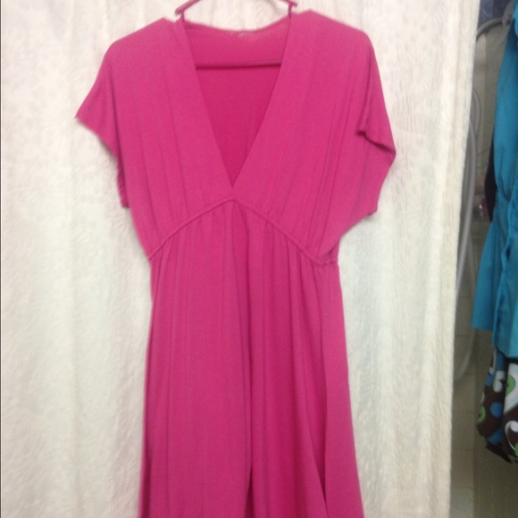 Pink cotton low-cut dress - Picture 1 of 2