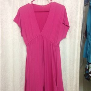 Pink cotton low-cut dress
