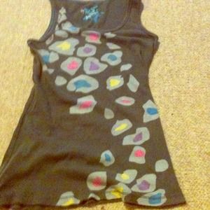 Gray Nollie Tank with Colorful Print.