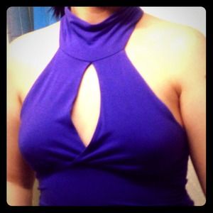 Stretchy open chest purple top