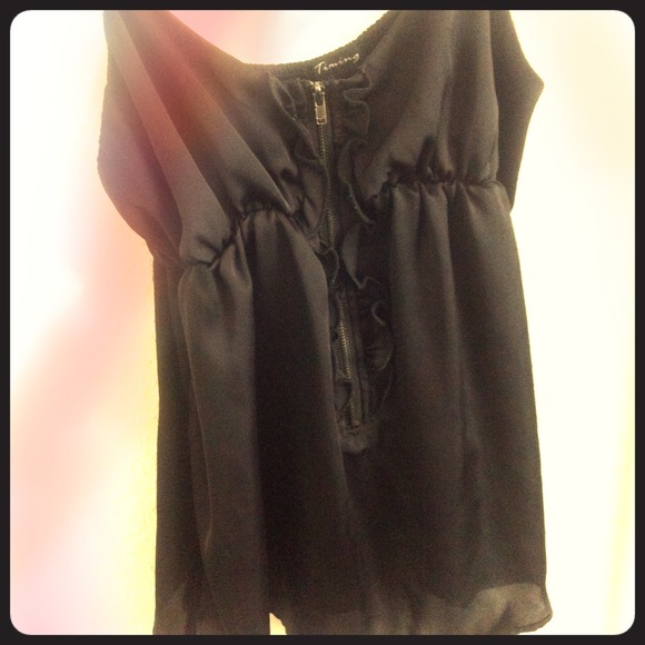 Silky black baby doll tank top
