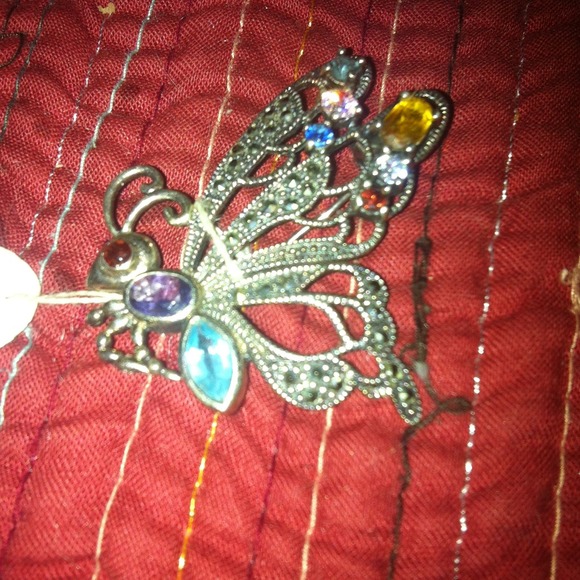 Butterfly Pin with Semi Precious Stones.