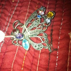 Butterfly Pin with Semi Precious Stones.