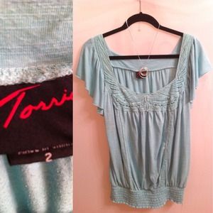 Aqua Lace Trimmed Top by Torrid // Plus