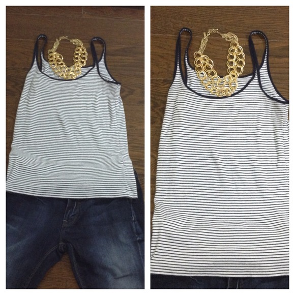 J Crew Navy and White Striped Tank - Picture 1 of 1