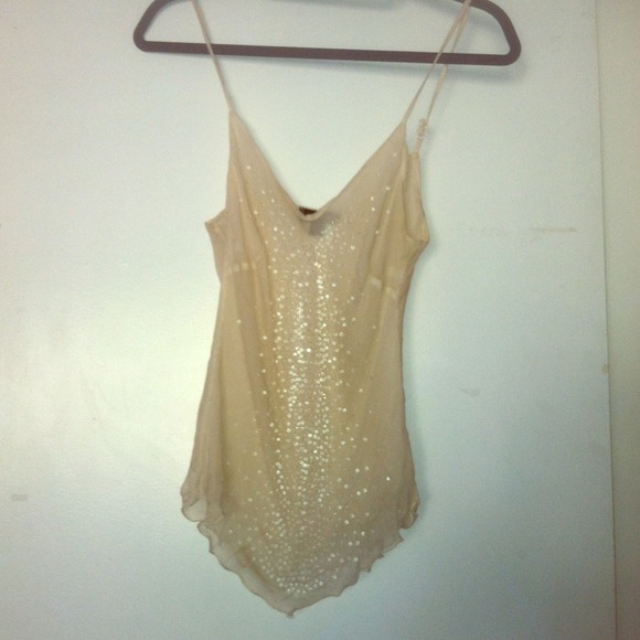 Bebe silk ivory beaded top
