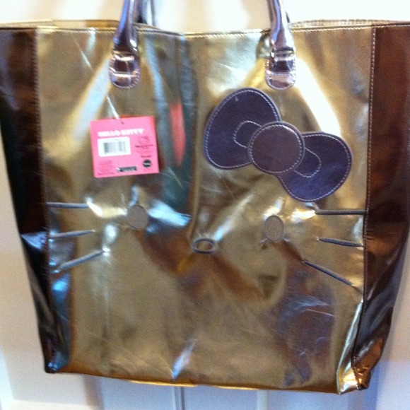 Reduced! Large gold hello kitty tote!