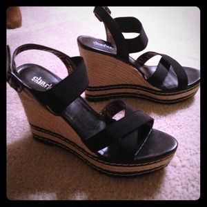 Charles David black espadrille wedge like new! 9.5