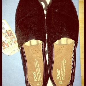 Toms Black Sequins Classics Black Sz 8 New w- tags
