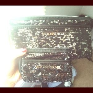 Victorias Secret black sequin clutch & coin purse