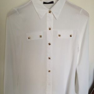 Beige silk shirt opened back