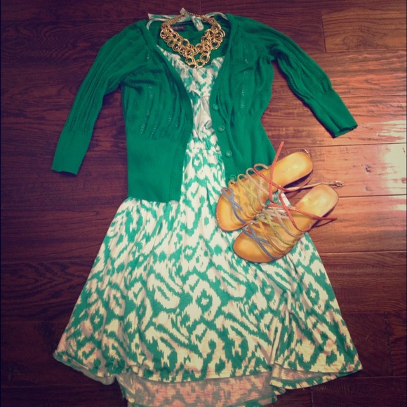 Teal and White Tiger Eyed Pattern Halter Dress - Picture 1 of 3