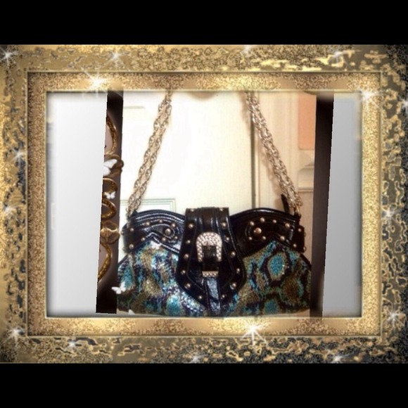 Black Patent, sequin & crystals small dressy Purse