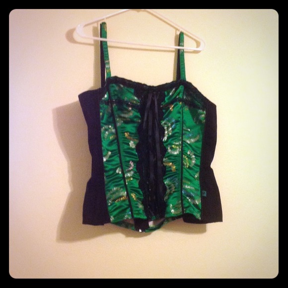 Beautiful black and green corset top