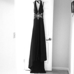 Black, floor length formal gown