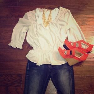 Joie Baby Blue Blouse and blue and tan blouse