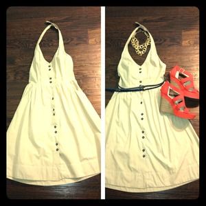 Tan Anthropologie Summer Halter Dress