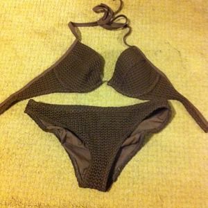 Brown crochet VS swimsuit