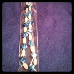 Blue and white bead necklace
