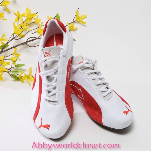 Puma White w/Red Strip Sneakers