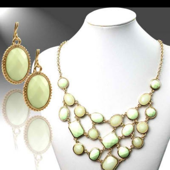 Jewelry - Mint & Green Jewel Necklace and Earring Set