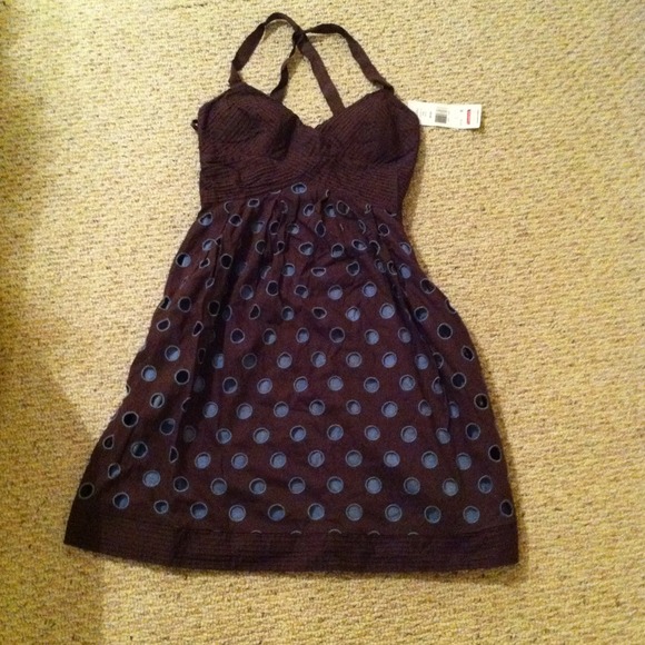 Brown and blue halter sundress
