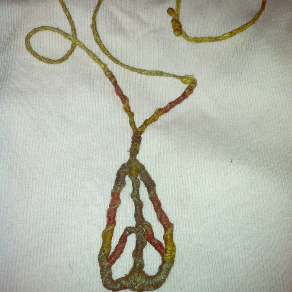 Hemp peace sign necklace