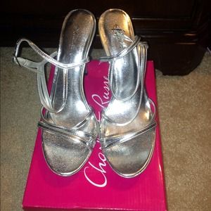 Silver scrappy high heels