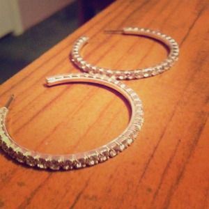 Silver plated cz hoop earrings