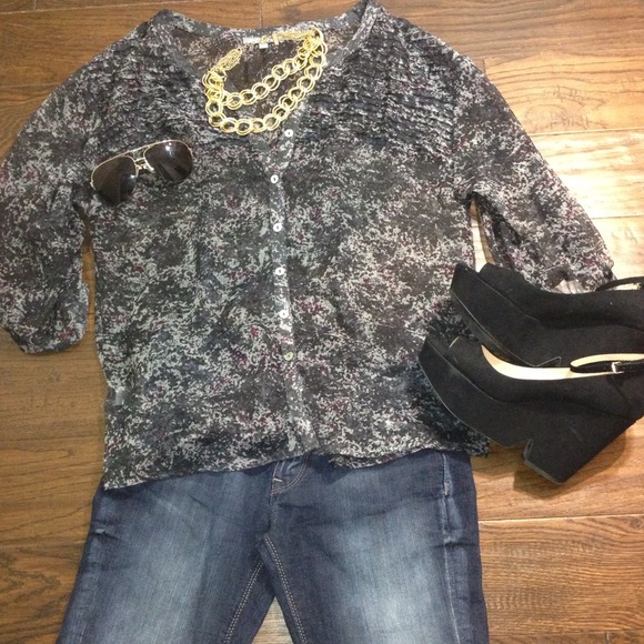 Sheer Floral Blouse - Picture 1 of 3