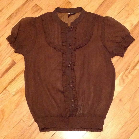 **SOLD in BUNDLE** Brown sheer blouse
