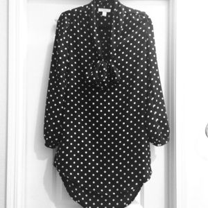 Black & white polka dot vintage style shirt dress!
