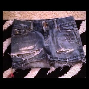 A&f distressed jean skirt