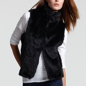 Black Vintage Havana faux fur vest