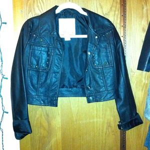 Arden B xs black studded faux leather jacket