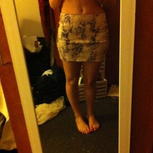 Sequined light pink & black snakeskin print skirt