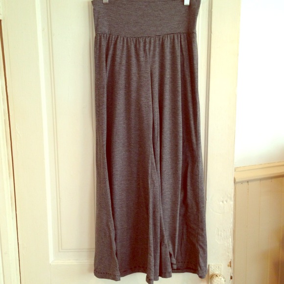 Wide leg striped cotton pants