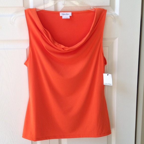 Calvin Klein Orange Cowl Neck Tank - Picture 3 of 4