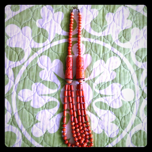 Orange beaded hippie necklace