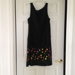 Floral bottom black dress
