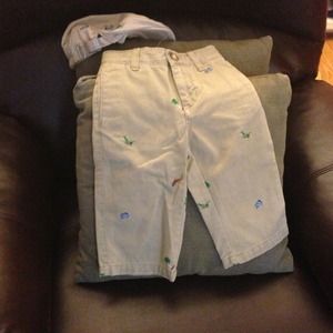 NWT Baby Gap trousers w/ newsboy hat Sz 12-18 mth