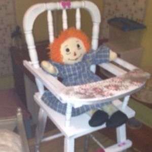 Hand painted, Wooden baby doll High chair.