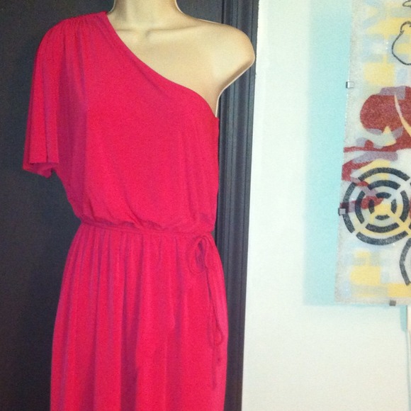 **Sold** Max & Cleo pink one shoulder dress
