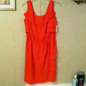 Dress barn orange ruffle dress